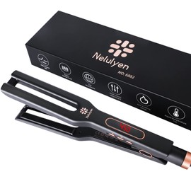 Nelulyen Hair Straightener Flat Iron for Women, Dual Plate Straightener 1.7" Wide, 3D Floating Plates Flat Iron with Adjustable Temp for All Hair Types, Instant Heating, Dual Voltage