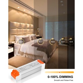 VEURCHY 24V Dimmable LED Driver, 60 Watt Dimmable LED Power Supply AC 120V to DC 24V Compatible with Lutron & Leviton Dimmer Switches, 24 Volt Led Transformer 60W for Strip Lights Smooth Dimming
