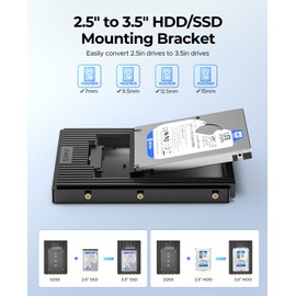 ORICO 2.5 inch to 3.5 inch hard drive adapter, converter mounting frame removable rack for 2.5 inch SATA HDD or SSD from 7/9.5/12.5 mm (D2SS)