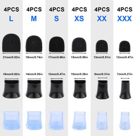 AIEX 12 Pairs of High Heel Protectors, 6 Sizes High Heel Caps Black & Clear Semicircle Shoe Heel Protectors for Grass Gravel Wedding Outdoor Activities Easy and Stable Walking (XXX, XX, XS, S, M, L)