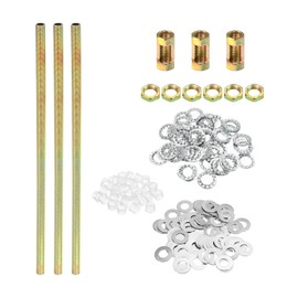 PATIKIL 1/8IP Thread 11.8 Inch Lamp Cable Kit with Lock Nuts Washers Fasteners Assortment Hardware for Chandelier Ceiling Light DIY Galvanised