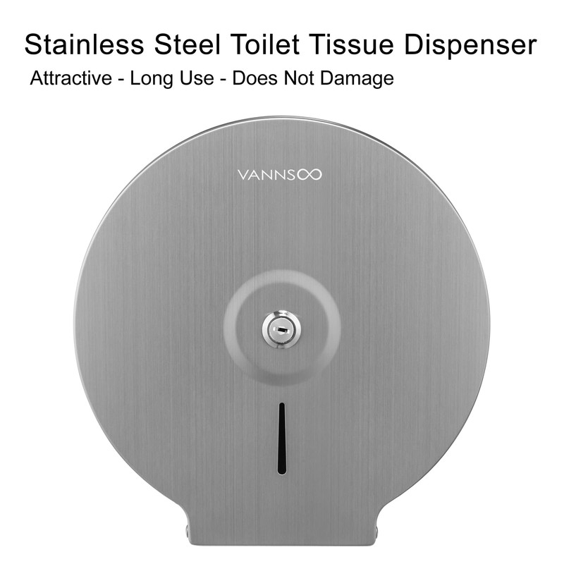 Commercial Jumbo Toilet Paper Dispenser, Wall Mount Stainless Steel 9