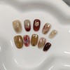 TENPAL Handmade Soft Gel Press On Nails With Tools,Amber Cat