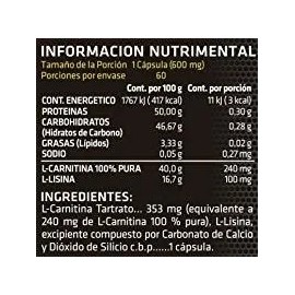 L Carnitina 60 Cap Para Bajar De Peso
