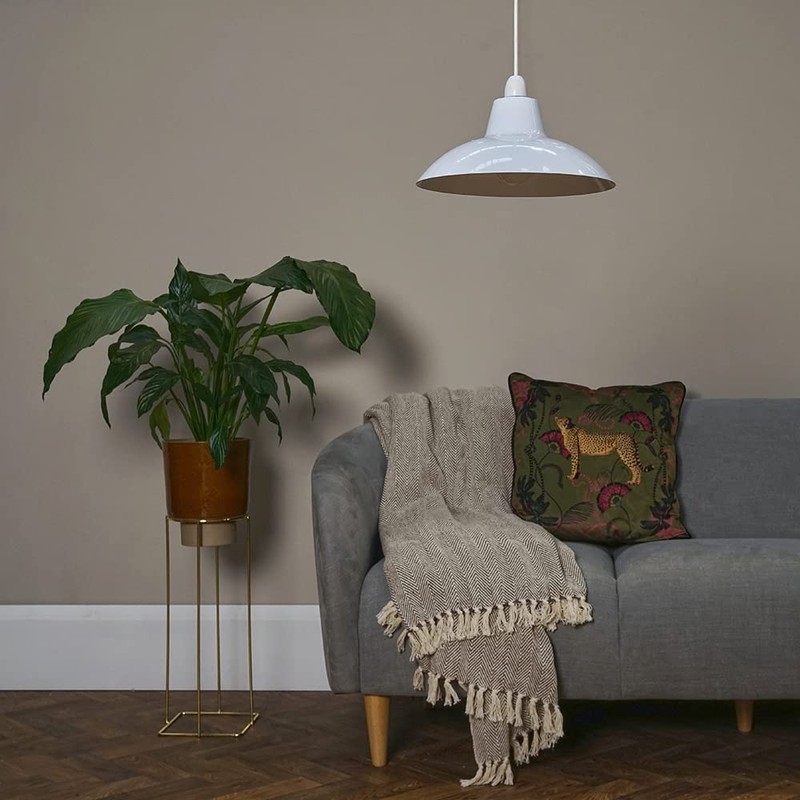 MiniSun Retro Style Gloss White Metal Easy Fit Ceiling Pendant