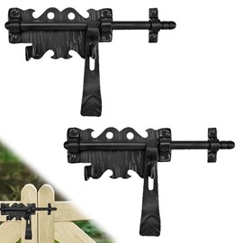 1 Pack 9" Bolt Latch for Gates - Black - Decorative Metal Gate Latches - Handmade Rustic Metal Bolt Latches for Gates Doors Sheds Garage and Fences - Heavy Duty Bolt Latch - The Hacienda Series