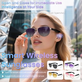 Piluyaa Smart Sunglasses with Bluetooth 5.4 for Men/Women, Auto On/Off Hall Sensor, HD Stereo Sound, 6H Battery Life, Magnetic Charging – All-Day Comfort for Driving, Sports & Outdoor-Purple