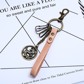 Boowhol - Cowhide Leather Keychain Wholesale Retro Alloy Dragon Men and Women Bags Pendant Waist Keychain Chain