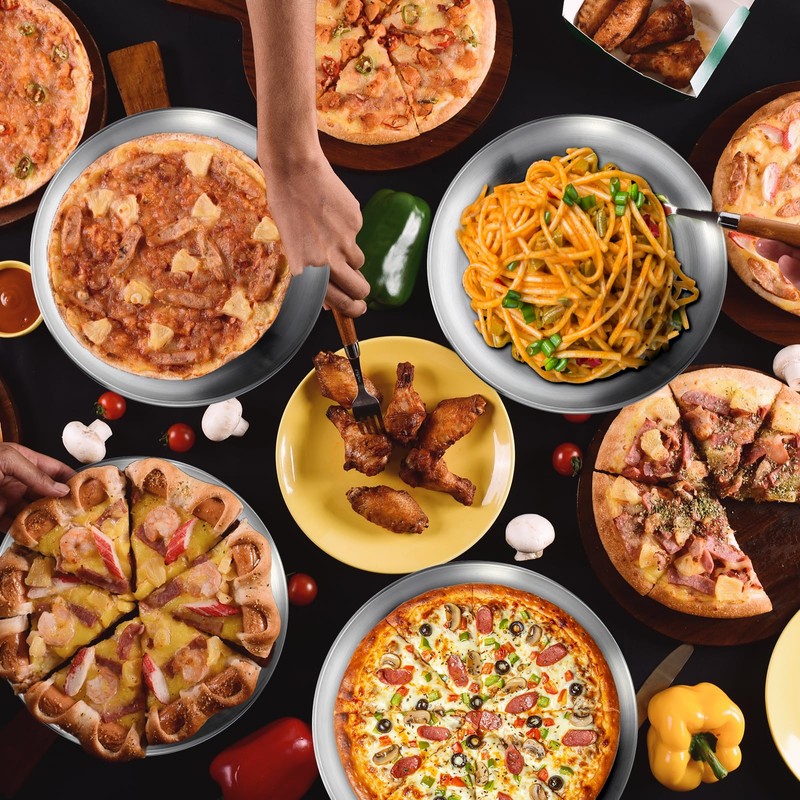 wutfuooo 8 Pieces 12 Inch Pizza Pans Bulk Stainless Steel