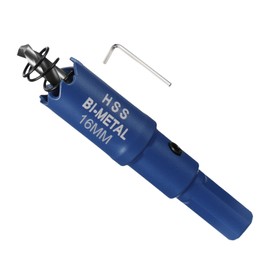 METALLIXITY Bi-Metal Hole Saw Kit 16mm (5/8"), M42 High Speed Steel Hole Cutter with Center Drill Bit, Hex Key and Spring - for Metal Sheet, Wood, Plastic Plate and PVC Board. Blue