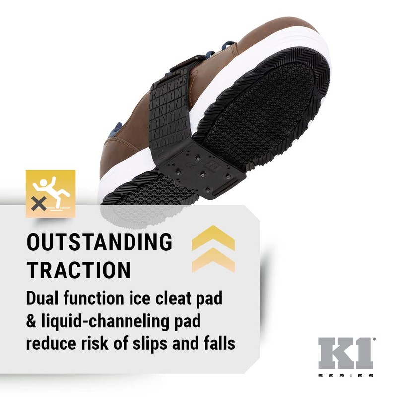 K1 Series Slim Mid-Sole Ice Cleats, Winter Traction, Black Strap