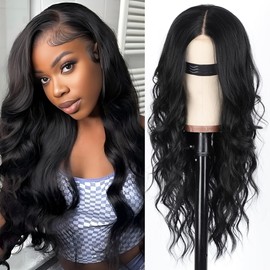 Euvia 13x6 Lace Front Wig Human Hair Body Wave Wigs for Black Women Real Hair Nature Black 180 Density Lace Frontal Wig Pre Plucked With Baby Hair (13x6 Body Wave 26 Inch)