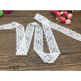 Luleke 10 Yards White Stretch Elastic Lace Border Lace Trim Lace Ribbon Decorative Ribbon Stretch Lace Flower Border Wedding Lace Trim Decorative Ribbon, Craft, Sanding Belt 3 cm Width