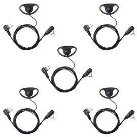 Earpiece for Motorola Radio CLS1410 CLS1110 CP200D GP300 GP2000 BPR40 RDM2070D 2 Way Radio Headset with Mic PTT 2 Pin D Shape Ear Piece for Walkie-Talkie, Pack of 5