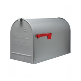 Plexon Gray Jumbo Size Rural Mailbox, 3175 cu-in Capacity, Galvanized Steel, Powder-Coated, 15 in. H x 11.69 in. W x 24.82 in. L