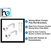 Silver Curtain Rod Brackets Set with Screws for Poles 28mm
