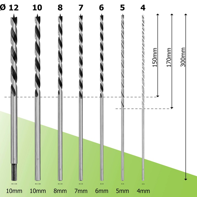 Pinava® Wood Drill Bit Set Long [Stable & Sharp] -