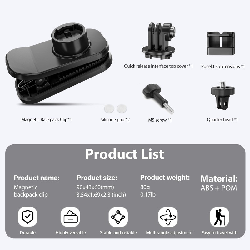 STARTRC PHOTO 360° Adjustable Backpack Clip Mount for DJI Osmo