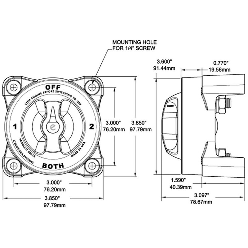 Blue Sea Systems 3000 HD-Series Heavy Duty On-Off Battery Switch