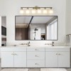 Modern 6-Light Golden Bathroom Vanity Light Frosted Glass Wall Mount