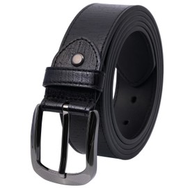 BelePala - Cinturones de piel grandes y altos para hombre, jeans de vestir de 36 a 82 pulgadas, Negro grueso liso, 67"(Waist: 59"-63")