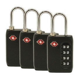 Thrifco 9507001 TSA-Approved 4-Digit Combination Luggage Locks – Black Zinc, 4-Pack – Ideal for Travel, Suitcases, Gym Lockers, Toolboxes & Backpacks