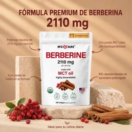 Berberina De 300 Cápsulas Blandas De 500mg *4 Pure Berberine MVPCARE