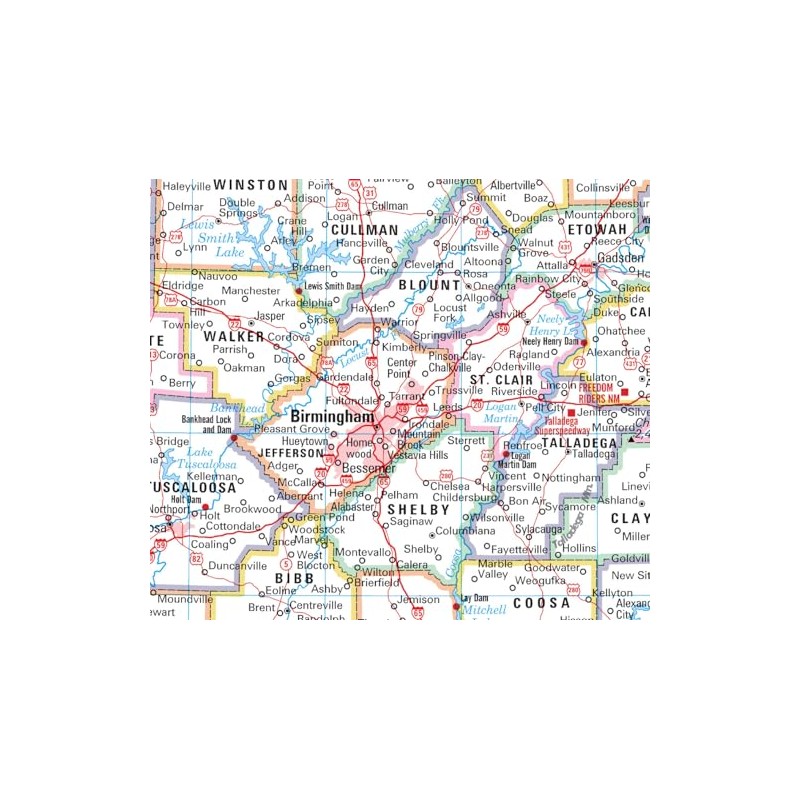 Cool Owl Maps Alabama State Wall Map Poster Rolled (Laminated