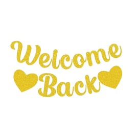 QYCX Welcome Back Banner Welcome Back Party Decorations Welcome Back Backdrop Welcome Home Banner Welcome Backdrop Welcome Back Glitter Banner Welcome Back Sign Returning Home Party Supplies, Happy Retirement Sign Back to School Banner Hanging Banner Gar