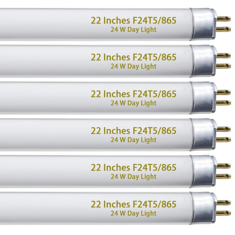 F24T5/865 6 Pack 22 Inch T5 Fluorescent Grow Light Bulbs,