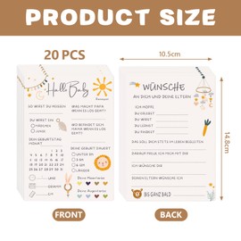 Yeomju Baby Shower Games Card Set 20 Double-Sided Printed Cards to Fill in for Gender Reveal Baby Shower Boys & Girls Environmentally Friendly