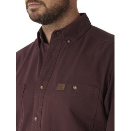 Wrangler Riggs Workwear Men's Logger Twill Long Sleeve Workshirt, Burgundy, Large