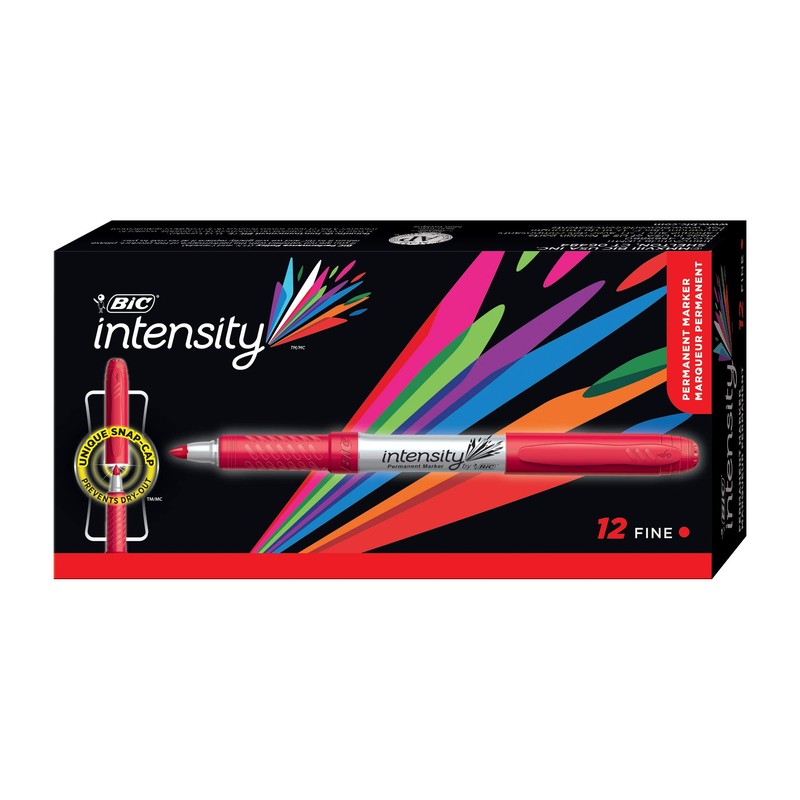 BIC Intensity Permanent Markers, Fine Point, Red, Vibrant & Long-Lasting,