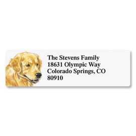 Golden Retriever Pet Portrait Small Return Address Label - Set of 240 2" x 5/8" Self-Adhesive, Flat-Sheet labels