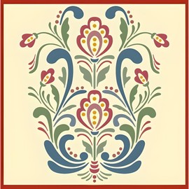 Rosemaling Pattern 18 Stencil - 8.2" x 9.7" Rose-painting - Scandinavian decorative folk painting - Mylar plastic stencil - The Artful Stencil