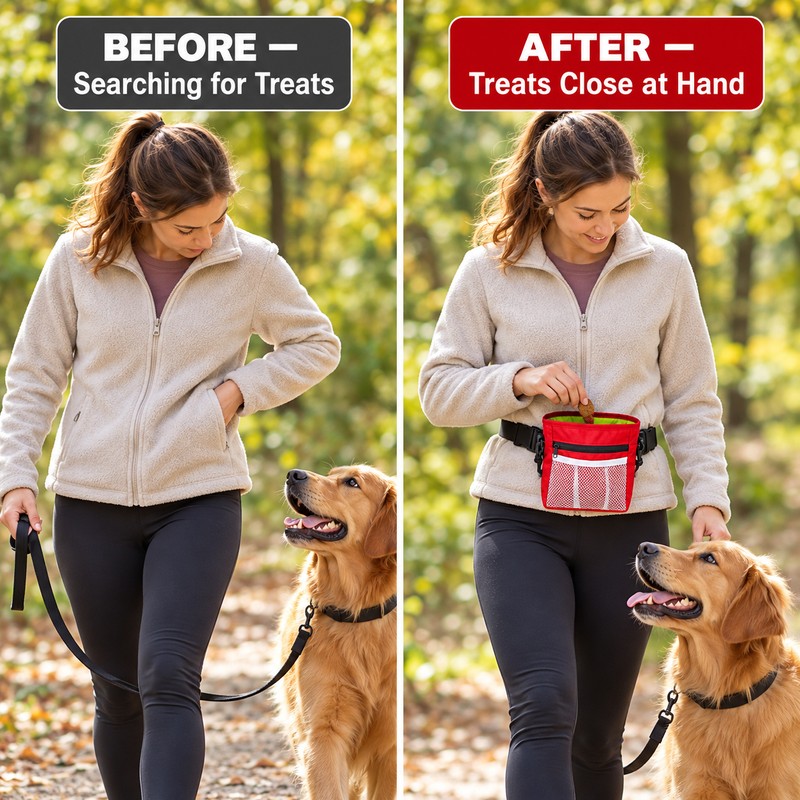 Adjustable Dog Treat Pouch for Training and Walking – Large