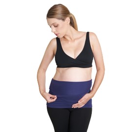 Maddie Moo Belly Band Seamless Maternity and Postpartum Shirt Extenders, Cotton, XXX-Large- Navy