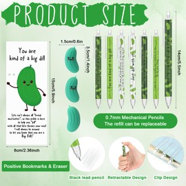 AmazingSpark 30 Sets Inspirational Pickle Pencils Appreciation Gifts Bulk 6 Styles 0.7 mm Mechanical Pencils with Erasers Positive Cards Graduation End of Year Gifts for Teacher Nurse Student Staff