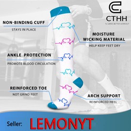 CTHH 7 Pairs Graduated Copper Compression Socks Women & Men Circulation 20-30 mmHg-Best for Running,Nurse,Travel,Cycling