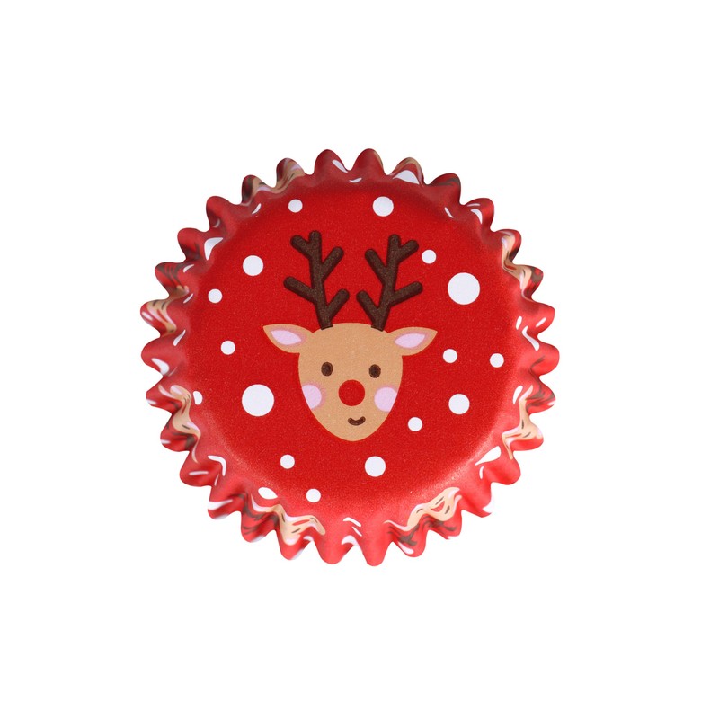 PME Christmas Mini Foil Coated Cupcake Cases - Rudolph (Pack