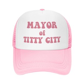 Generic Mayor of Titty City Trucker Hats for Women Pink Men Funny Dirty Trucker Hat for Women Men