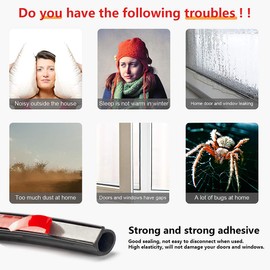 Weather Stripping Seal Strip for Doors/Windows, Self-Adhesive Backing Seals Large Gap， Easy Cut to Size(D) (18FEET, Black)