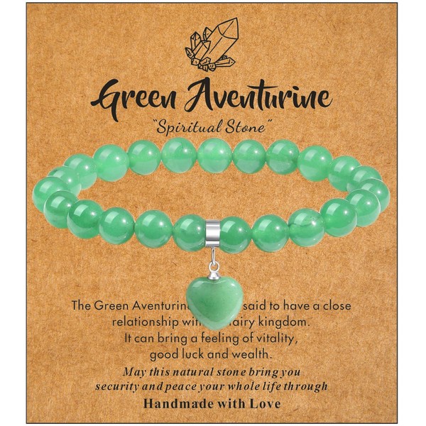 MAIBAOTA Green Aventurine Bracelet, 8 mm Healing Crystal Beaded Bracelet