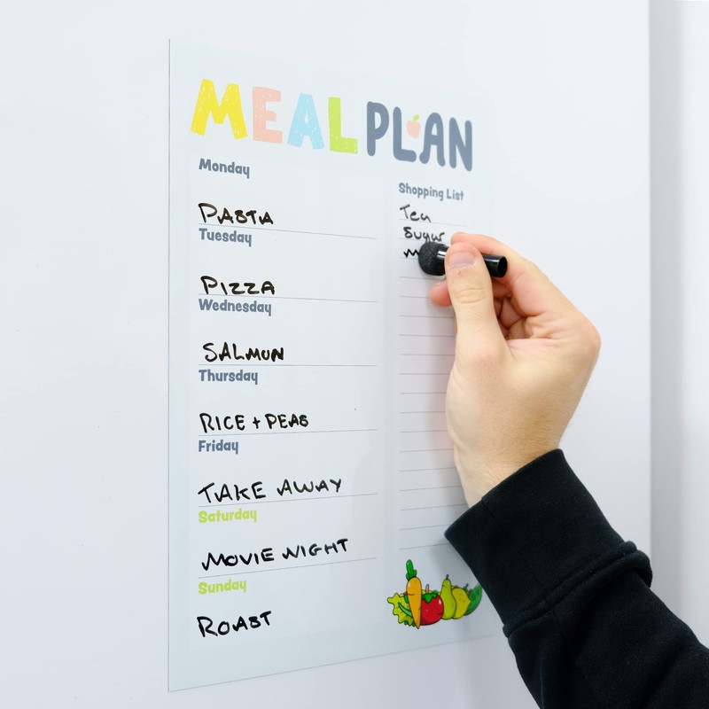 Magnetic A4 Weekly Meal Planner and Shopping List for Fridge,