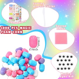 Junkin 1000 Pcs Magic Noodles Foam Crafts Puffs Corn Super Crafts Arts Kit Bulk Building Blocks Model Toys Valentines Kid Gifts for Kindergarten School Stimulates Creativity Supplies(Classic Colors)