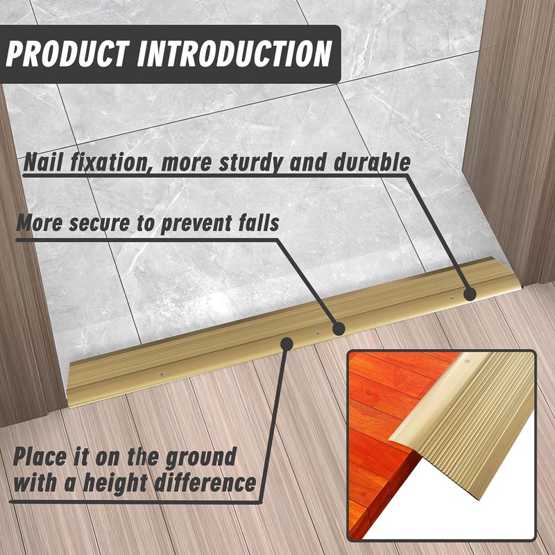 Heainaiyoo Metal Floor Transition Strip, Aluminum Threshold for Doorways, for