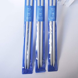 TF Knitting Needle, Straight Single Pointed Stainless Steel Sweater Needles with Locking Stitch Makers Large-eye Blunt Needles Measure Tape (2mm-10mm)