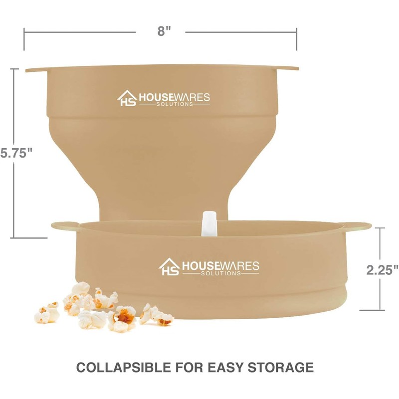 Collapsible Silicone Microwave Hot Air Popcorn Popper Bowl With Lid