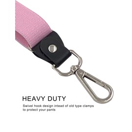 Ausukler Braces for Men and Women Extra Strong 2.5 cm with Carabiner Hook Elastic Strap for Jeans, pink