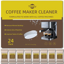 Tisnxiy Coffee Maker Cleaner & Descaler Tablets - 24 Count - Compatible with Deep Cleaning and Descaling for All Coffee Makers - XL Tablets-Removes Limescale-Deep Cleans